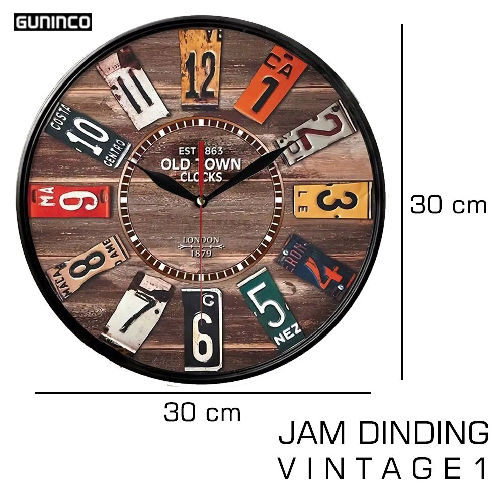 Guninco Jam Dinding Unik Vintage 30 Cm Klasik Classic Retro Shabby