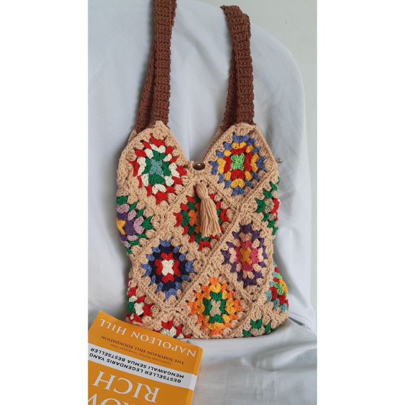 Granny Square Crochet Bag - Tas Rajut Granny Square