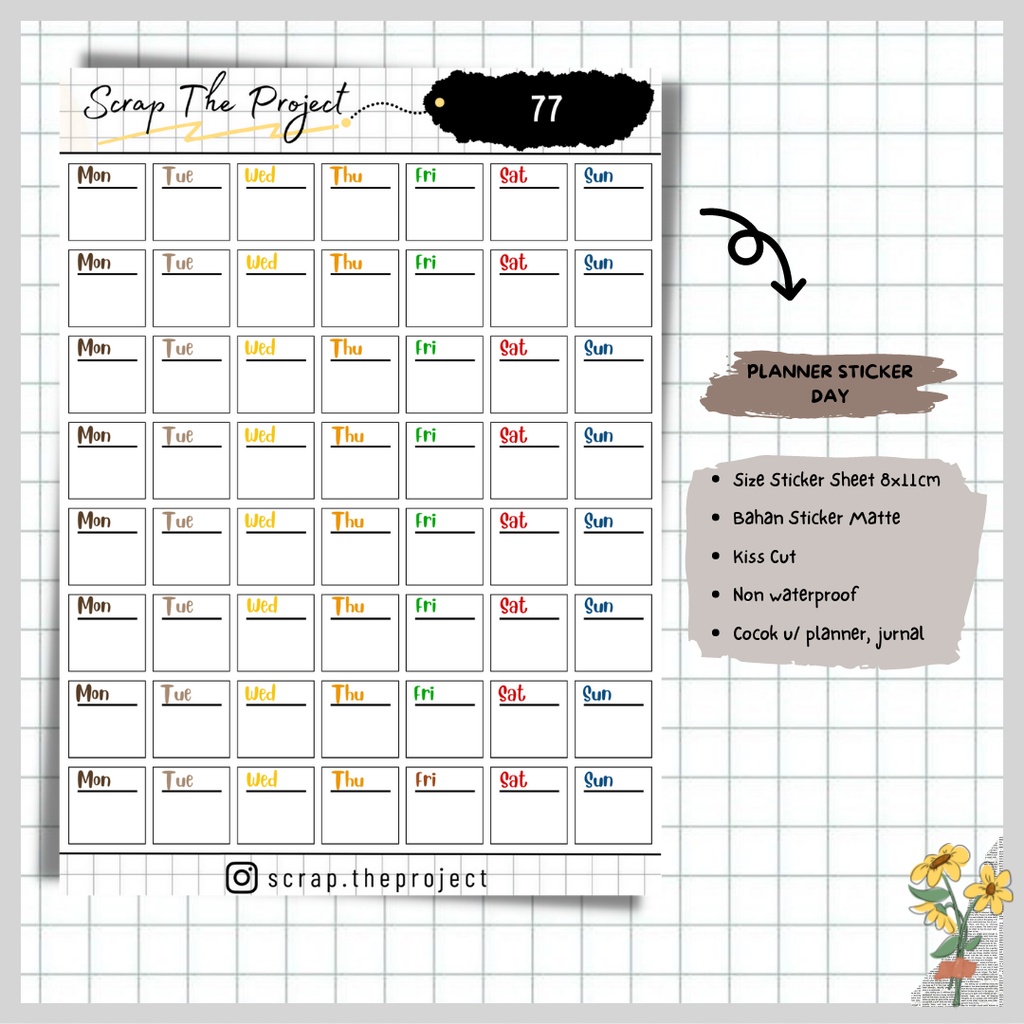 

STICKER PLANNER JOURNAL / DAY DATE DAILY STICKER / STP - 77