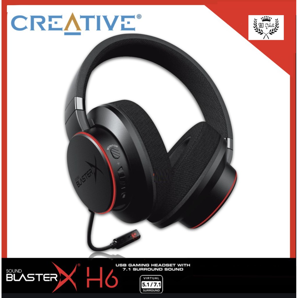 Creative Sound BlasterX H6 USB Gaming Headset Headphone 7.1 Surround EQ Mode - Scout Mode