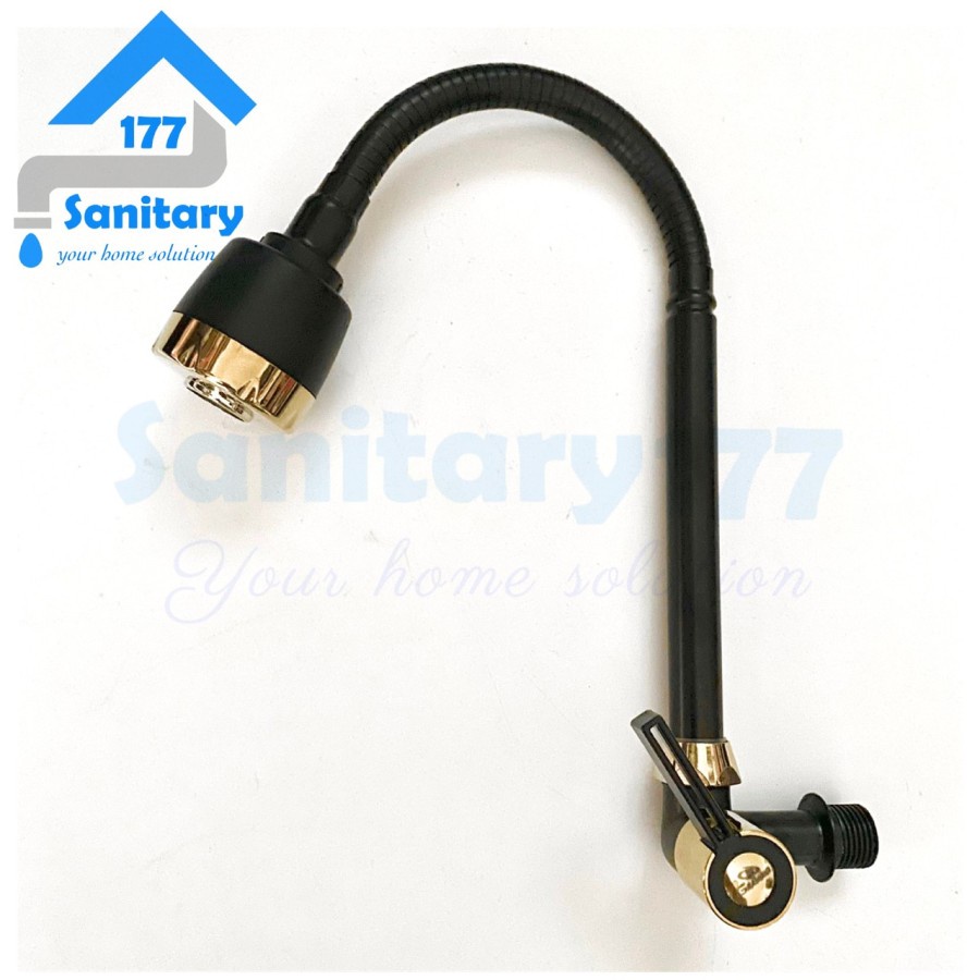 Kran Angsa Flexible Cuci Piring 2in1 Kombinasi Hitam Emas A26-Keran air Sink Tembok Dapur Kitchen Faucet BLack Gold