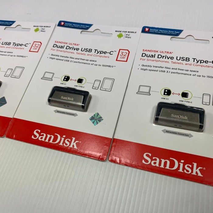 SANDISK OTG 64 GB / 32 GB / 16 GB USB TYPE C 3.1 ULTRA DUAL Sandisk Dual Drive TYPE C USB 3.1 - OTG Type C 32 GB USB 3.1 Bergaransi Resmi