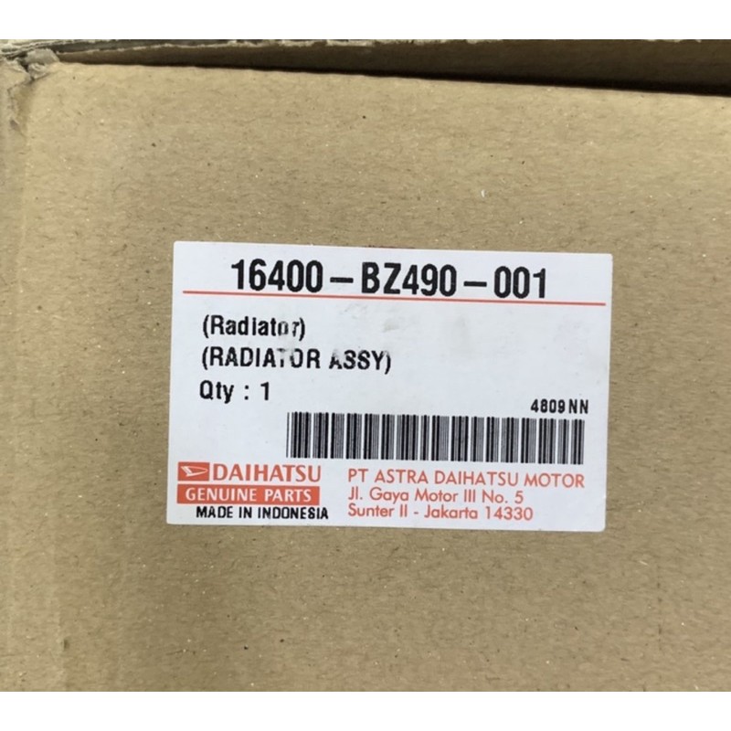 Radiator Agya Ayla Matic PN 16400-BZ490-001 Original