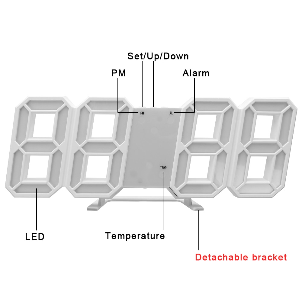 Taffware Jam Dinding Digital plus Suhu ruangan bisa jadi Jam Meja Digital Clock jam weker alarm alaram beker lonceng bangun pagi jam kamar tidur dekorasi kamar tidur Digital Alarm Clock Led Electrci Mini Silent Wall Clock for Bedroom Home Decor Smart