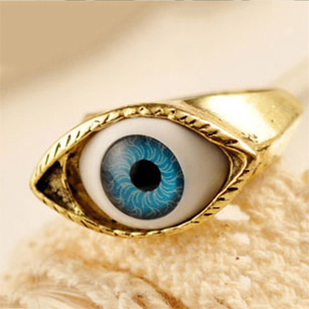 Mxbeauty Cincin Bentuk Mata Warna Biru / Coklat Model Vintage / Gothic Untuk Unisex