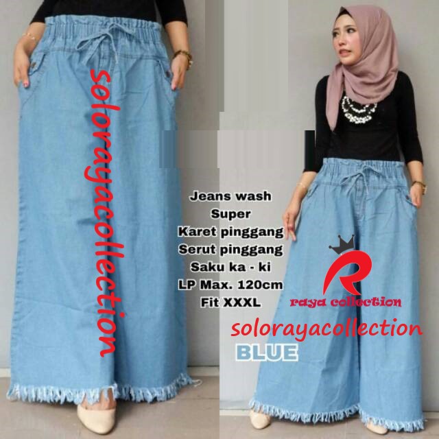 CELANA KULOT RAWIS JEANS JUMBO / KULOT JEANS RAWIS WANITA