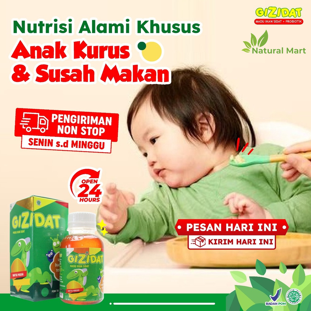 Paket 10 Madu Gizidat - Nutrisi Vitamin Penambah Nafsu &amp; Berat Badan Anak / Bb Naik Drastis Terbukti