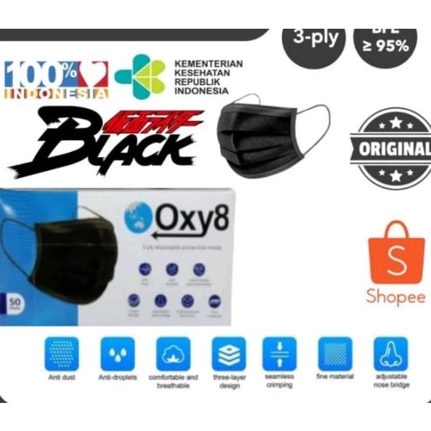 MASKER OXY 8 HITAM 88-ziyamedical