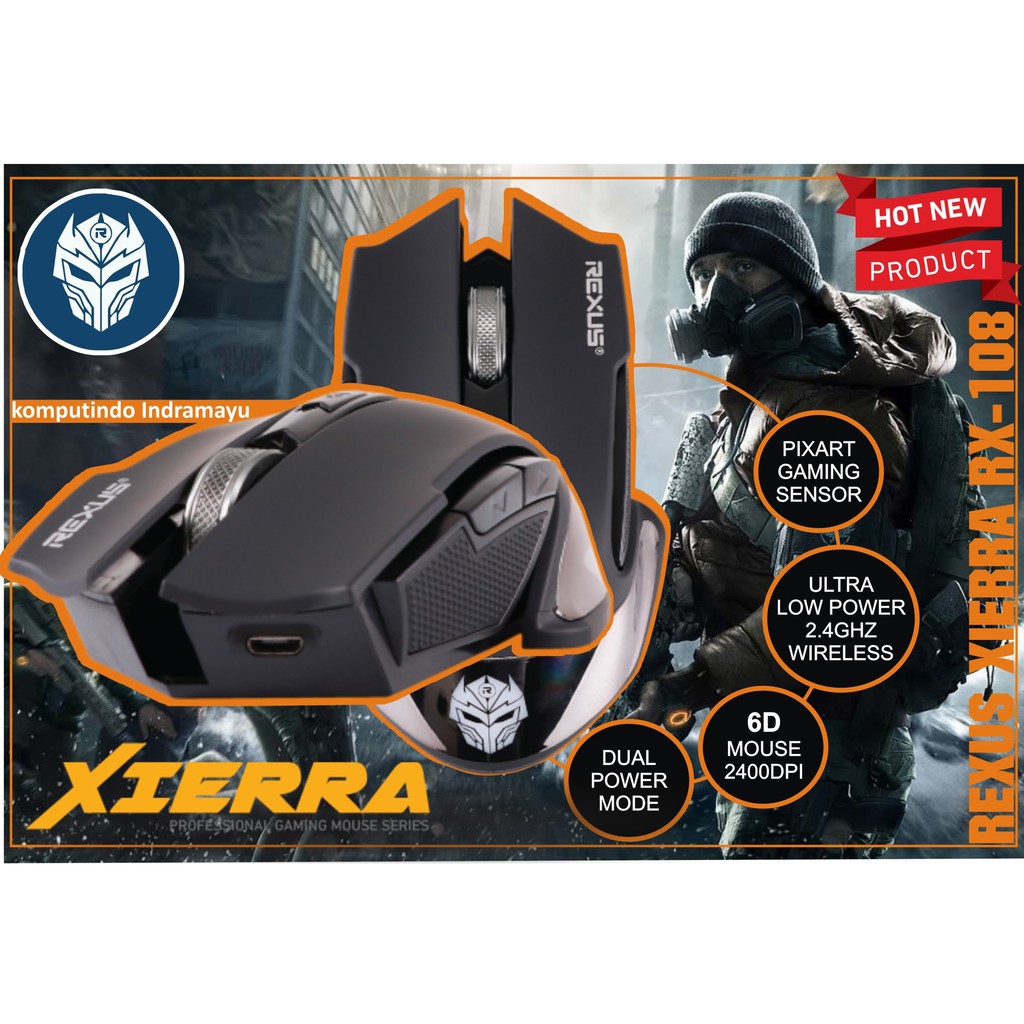 Mouse Gaming Rexus Wireless RX-108 Bergaransi Resmi