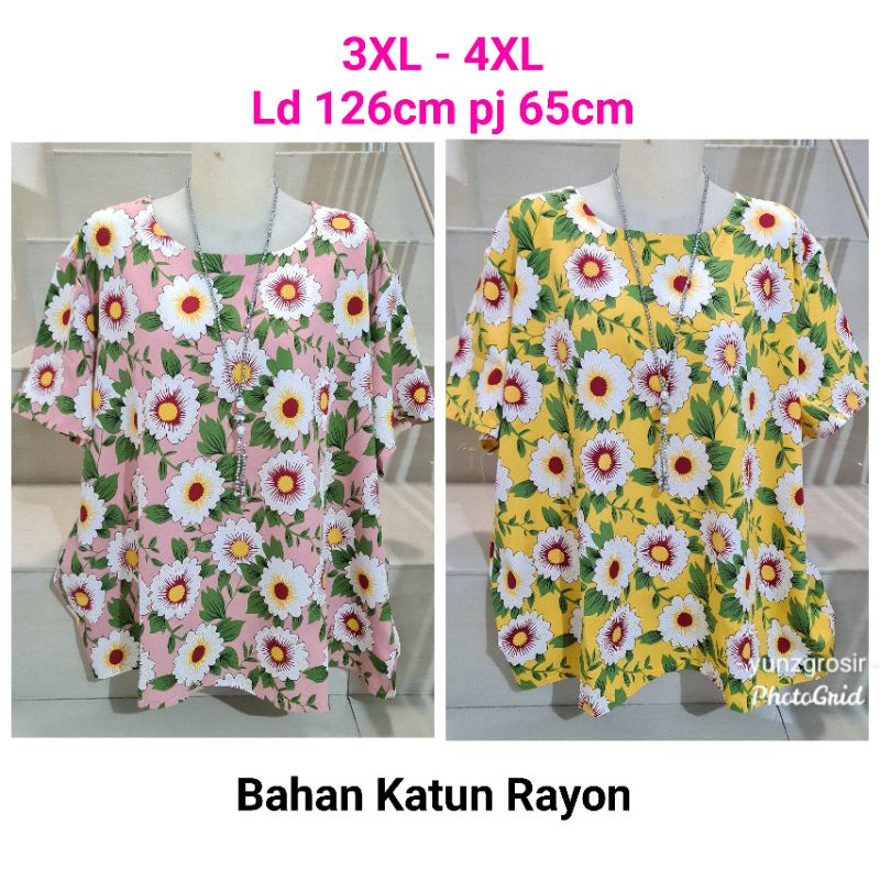 Blouse Brukat dan Kaos Bunga Import Jumbo XL-5XL-6