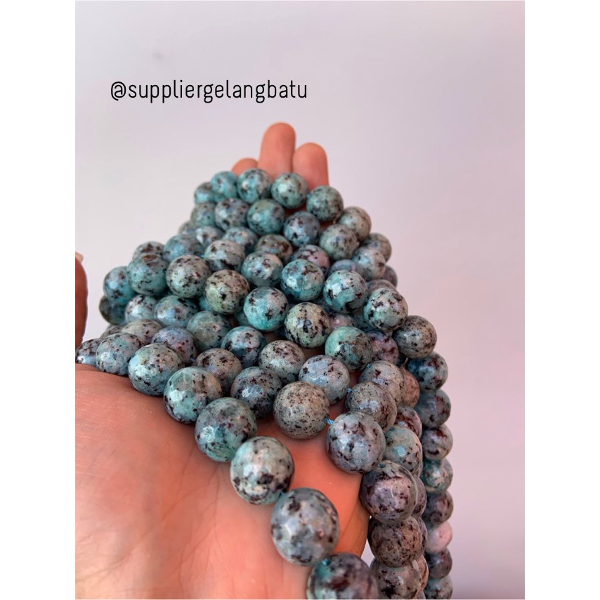 semi stone 14mm white blue chrysocolla bahan rangkai aksesoris biru