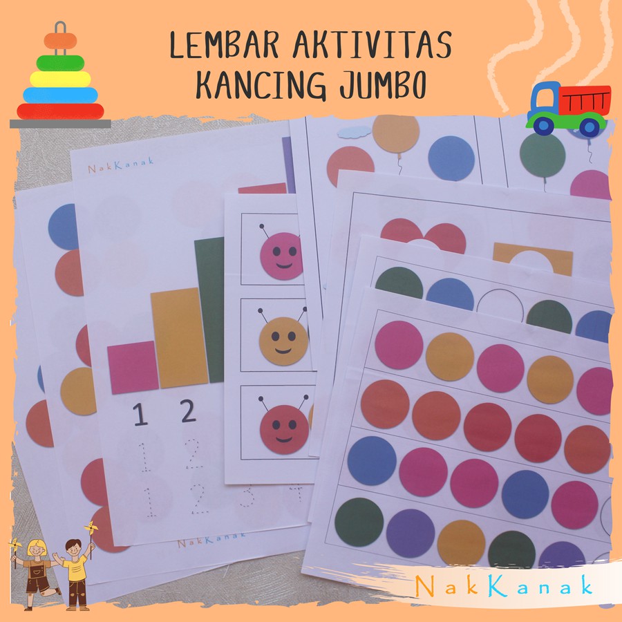 

Lembar Aktivitas Kancing Jumbo / Pompom Jumbo / Worksheet