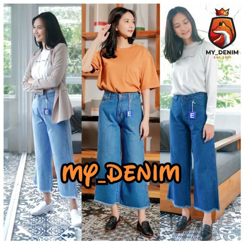 CELANA HIGHWAIST JEANS KULOT RAWIS WANITA