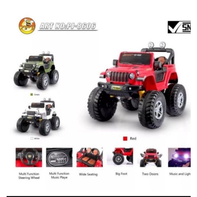 MOBIL AKI MAINAN ANAK JEEP BIGFOOT PACIFIC PJ - 8606 / PJ 8606