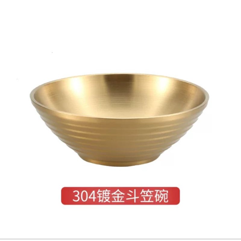 NEXXIO Mangkok Korea Gold SUS 304 / Mangkok Ramen Gold Stainless Steel Double Wall Anti Karat / Mangkok Ramen Japan warna Emas / MANGKOK STAINLESS 304 EMAS DOUBLE WALL GOLD RAMEN BOWL.