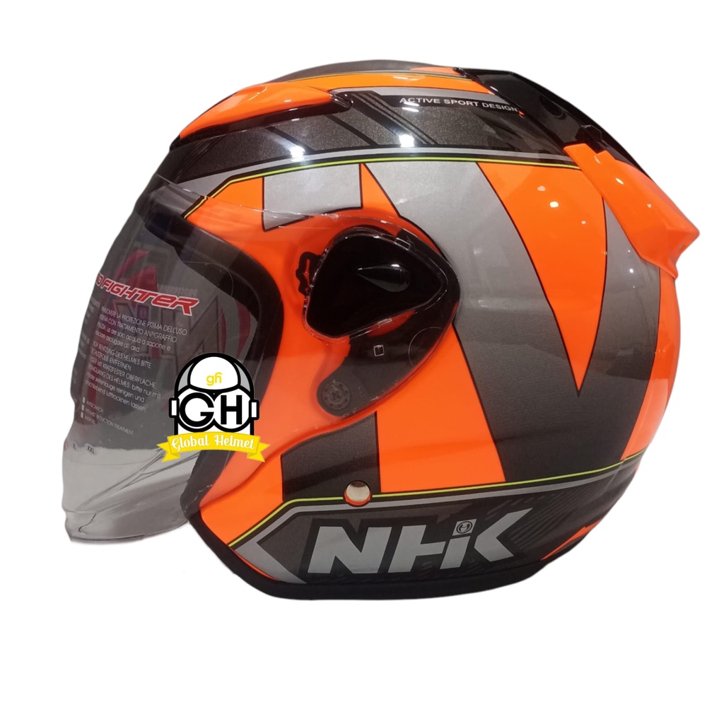 NHK HELM R6 WAVE ORANGE FLO R-6 SINGLE VISOR MOTIF