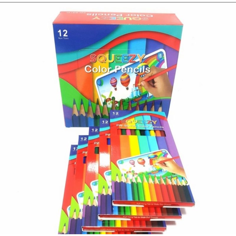 Pensil Warna Panjang 12 warna Squeezy-1