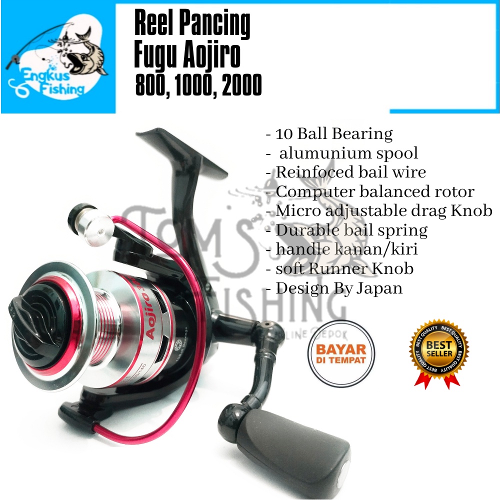 Reel Pancing Fugu Aojiro 800-2000 (10 Bearing) Spool Almunium Besi Berkualitas Murah - Engkus Fishing