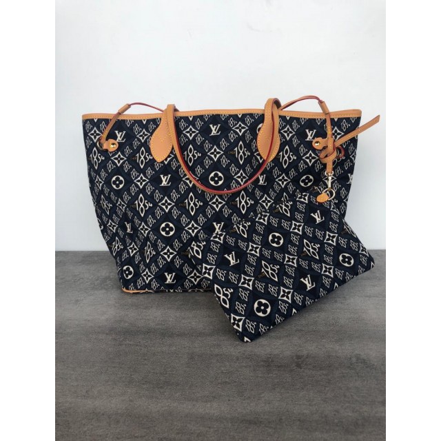 TAS WANITA LV SINCE 1854 NEVERFULL MM MONOGRAM JACQUARD