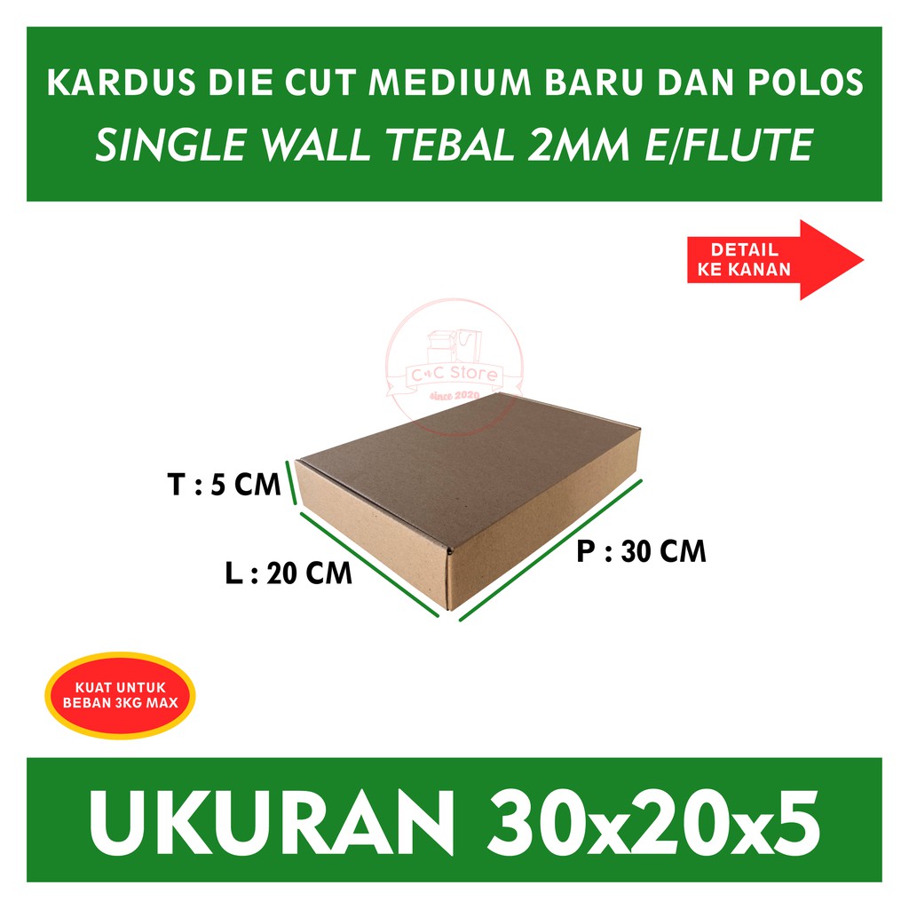 

Kardus Box Karton Polos Diecut Uk 30x20x5