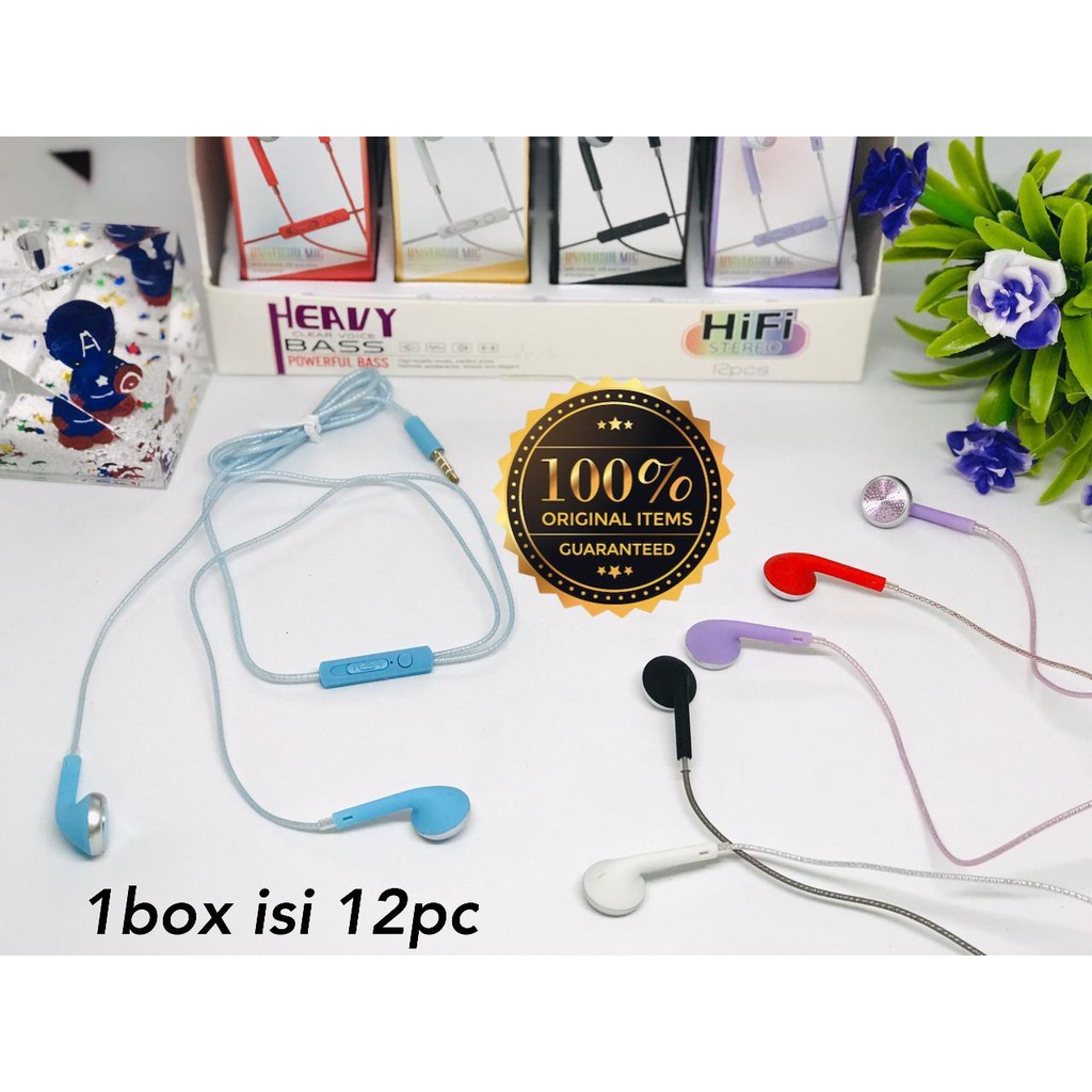 1KOTAK~Log On Handsfree Softcolor LO-HF510 earphone headset original log on HARGA PER BOX 12PCS