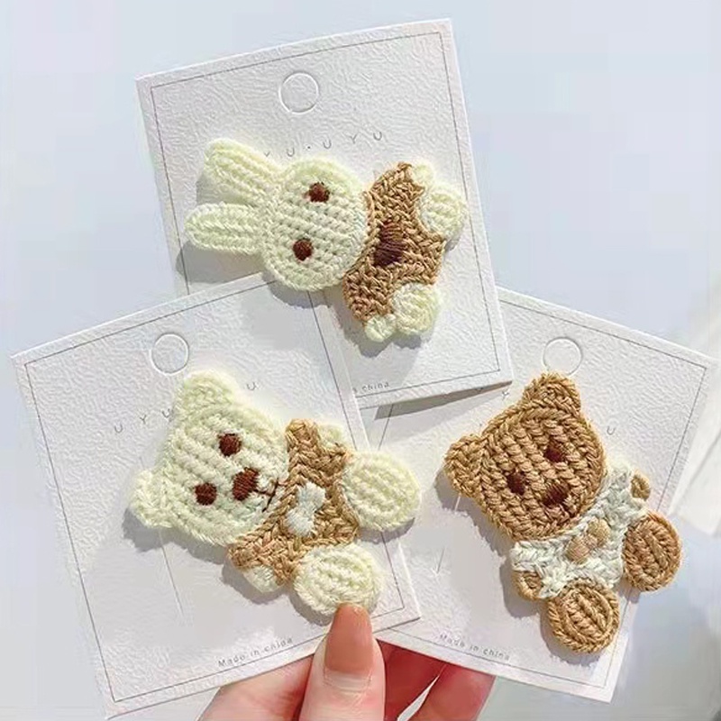 Jepit Rambut Teddy Lucu Model Rajut Untuk Wanita Aksesoris Fashion