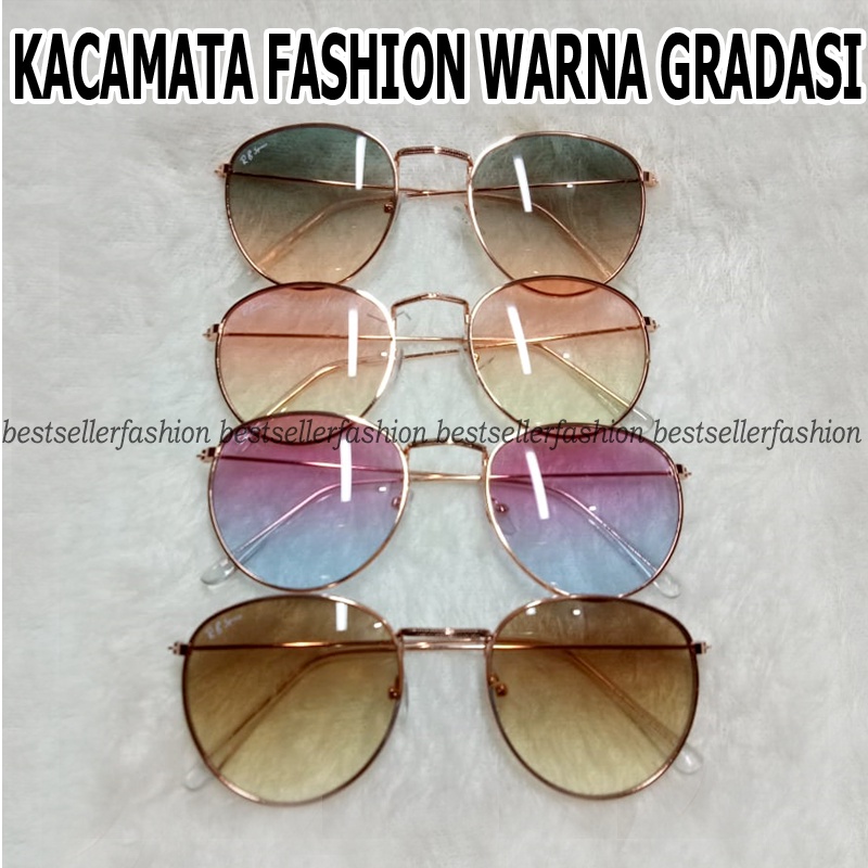 Kacamata Fashion Frame Oval Gradasi Kacamata Wanita Pria Big Eye Lensa Warna Gradasi Keren Sunglasses Kaca mata Fashion Outdor Korea Terbaru Kacamata Fesyen