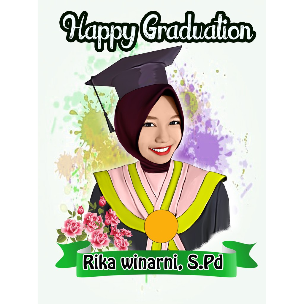 Kado Ultah Wisuda Smudge Karikatur Lukis Wajah Ilustrasi