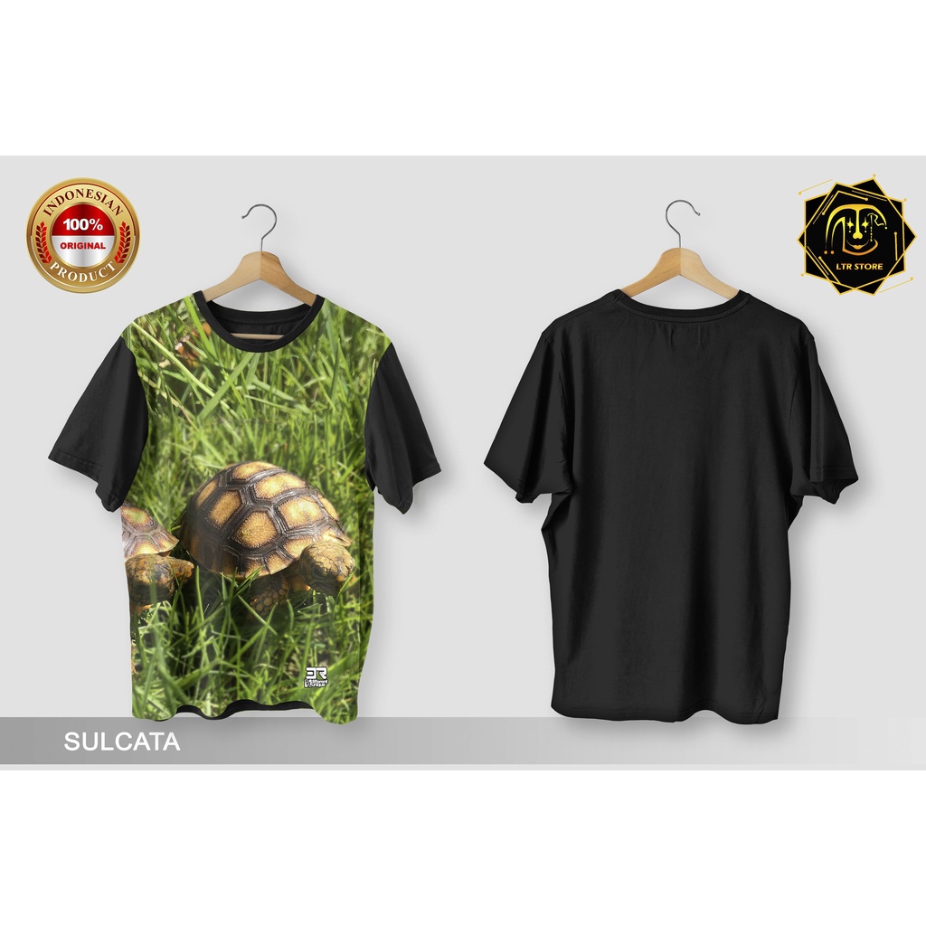 [ BAYAR DI TEMPAT ] BAJU PRINTING GAMBAR SULCATA - KAOS DISTRO ORIGINAL MOTIF KURA KURA DARAT INDIAN