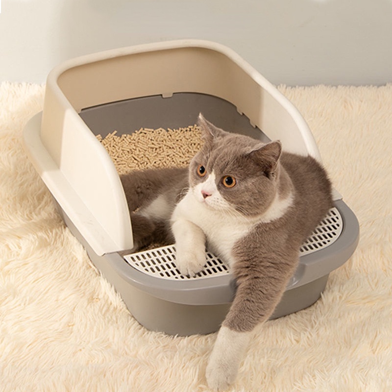 Cat Litter Box Tempat Pasir Kucing Tempat Bak Pasir Kucing Tempat Pup Toilet Kucing Free Sekop Shovel