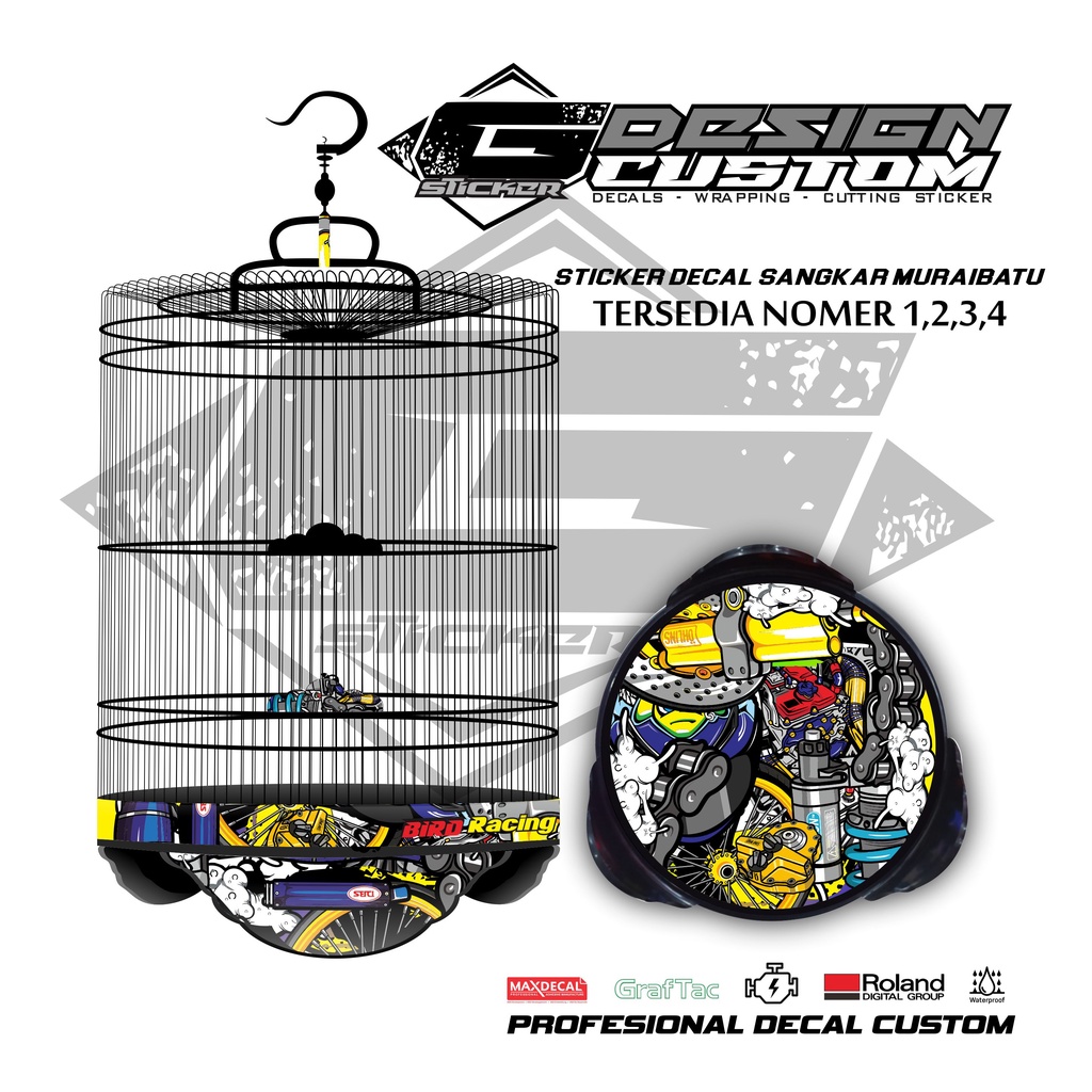STICKER DECAL TEBOK / EBOD SANGKAR MURAI BATU NO. 1,2,3,4 MOTIF RACING