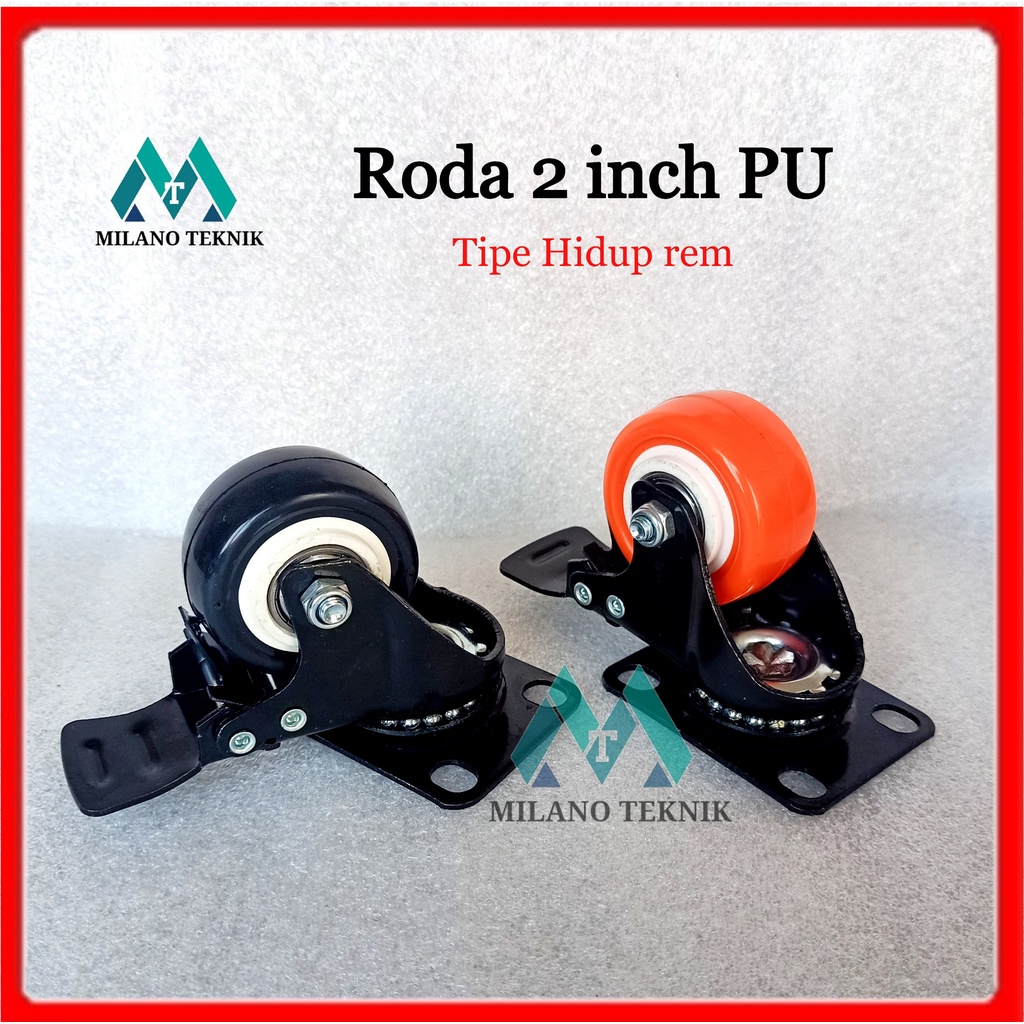 Roda 2 inch PU HIDUP REM / roda kastor caster roda Troli Troly 2&quot; etalase