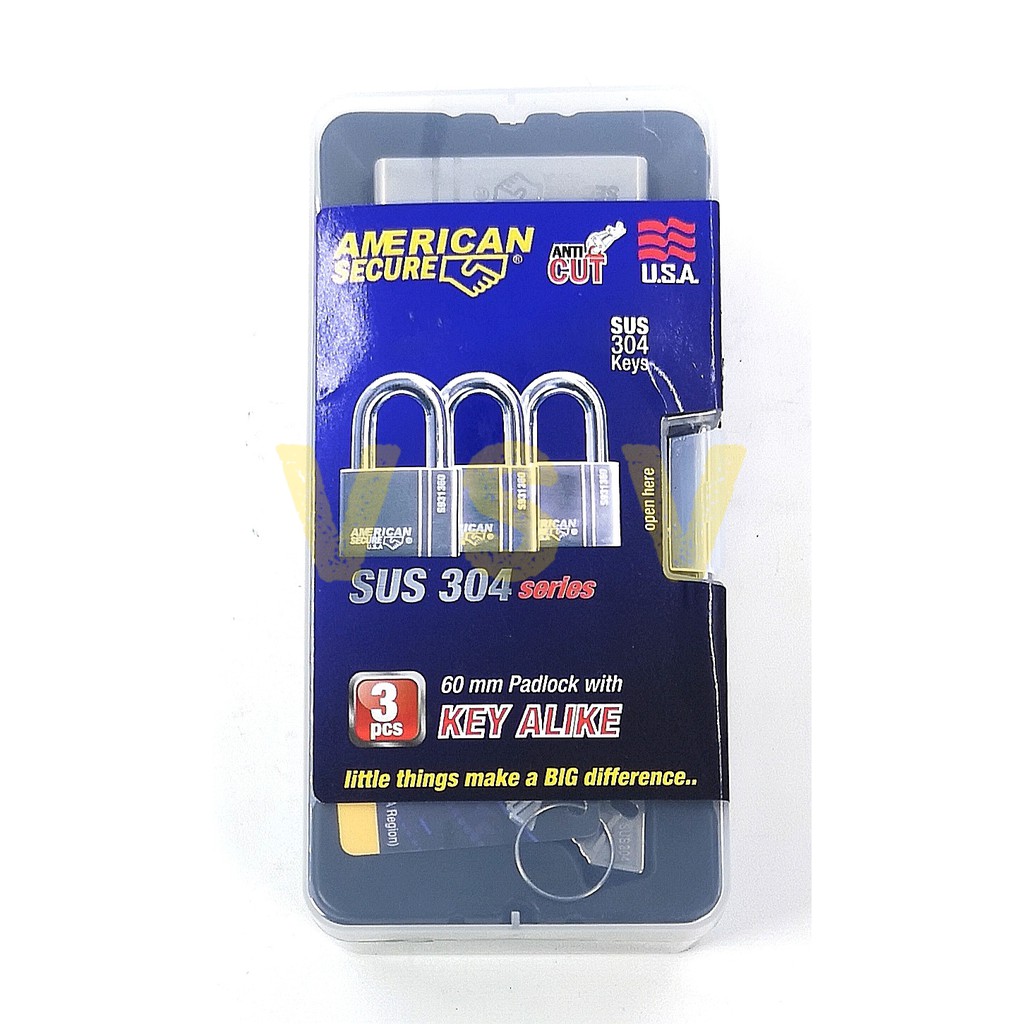 American Secure Gembok master key 60mm isi 3 / gembok rumah / gembok gudang