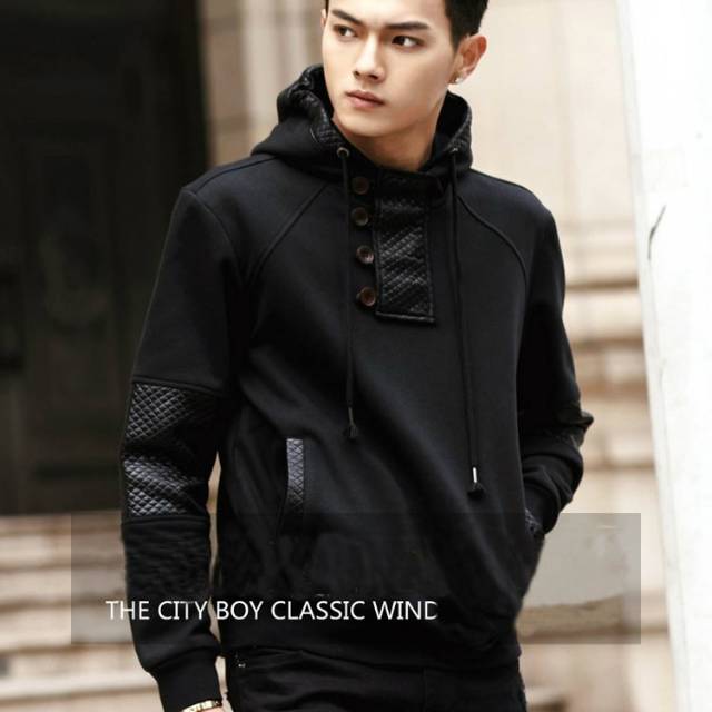 JAKET PRIA HOODIE CITYBOY HITAM - Casual Jumper Cowok Kupluk Harian Hangout Santai Simple
