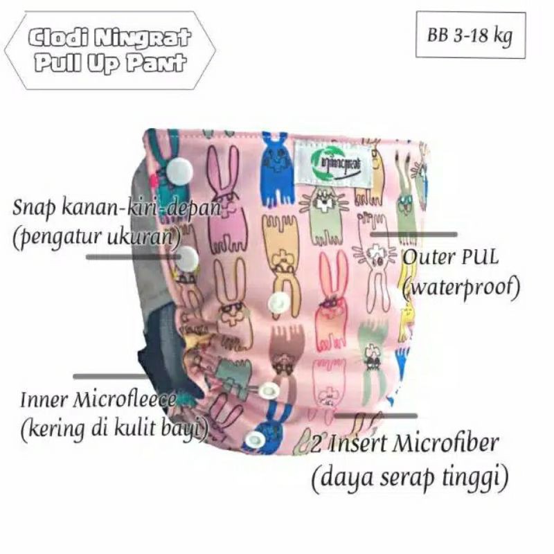 Clodi Ningrat Pull Up Pant 2 Insert cocok untuk New Born 3-18 kg Bisa COD