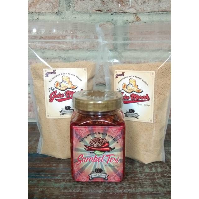 

Bundling paket Jahe Merah (2) + Sambel Teri (1)