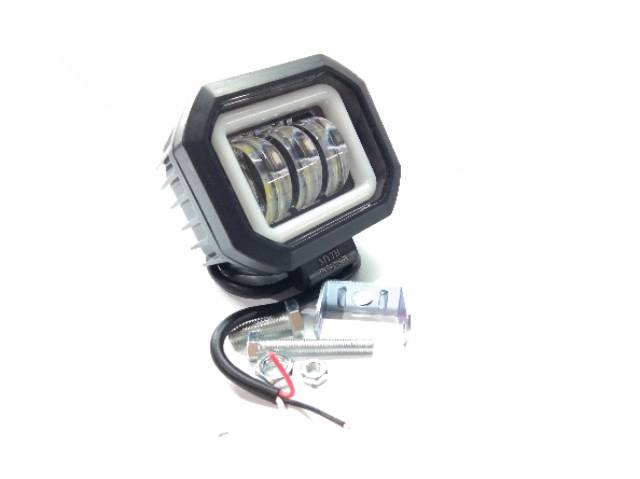 Lampu tembak sorot LED CWL 3 mata Lensa 6D 30watt daymaker 3 mata cree angel aye kotak biru