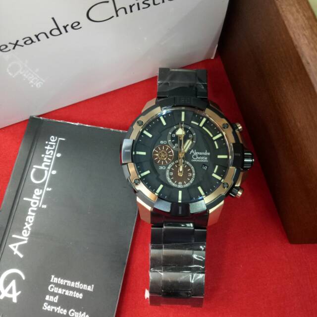 Jam Tangan Analog Pria Alexandre Christie AC 6551 MC Black Rosegold