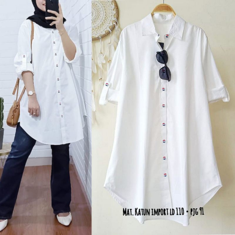 Tunik katun import ld 110 cm (polos)