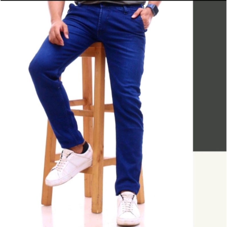 celana panjang cowok laki-laki skinny slimfit biru tua biru muda celana jeans pria yang lagi ngetrend di Citayam
