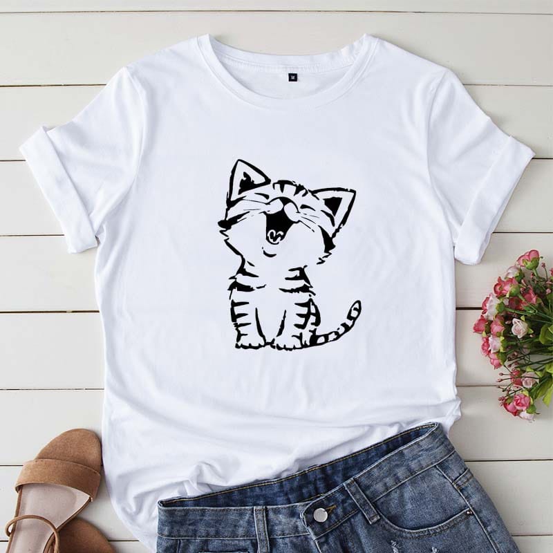 MYSTIQUE.ID-BAJU KAOS KUCING T-SHIRT LUCU DAN AESTHETIC