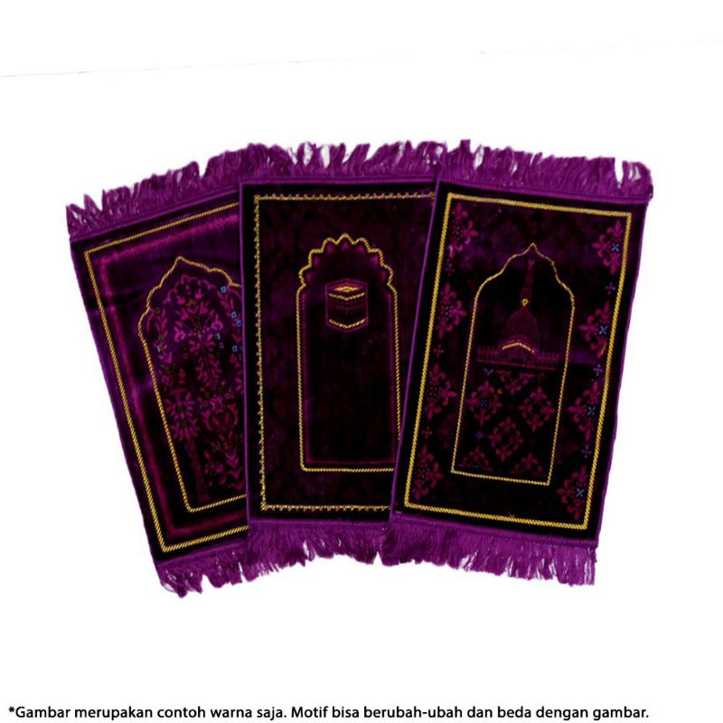 Sajadah anak/sajadah kecil muka travel turki bludru ukuran 35x65 cm-Ungu