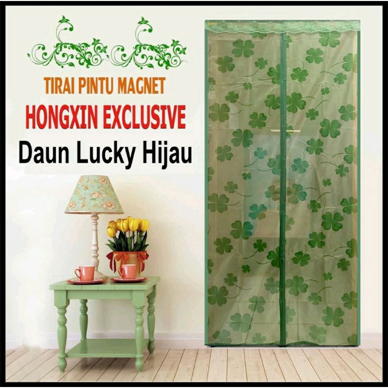 Tirai Pintu Magnet Hong Xin - Motif Daun Lucky