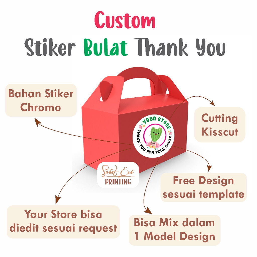 

Cetak Stiker Chromo Label Thank You Custom Desain Bulat