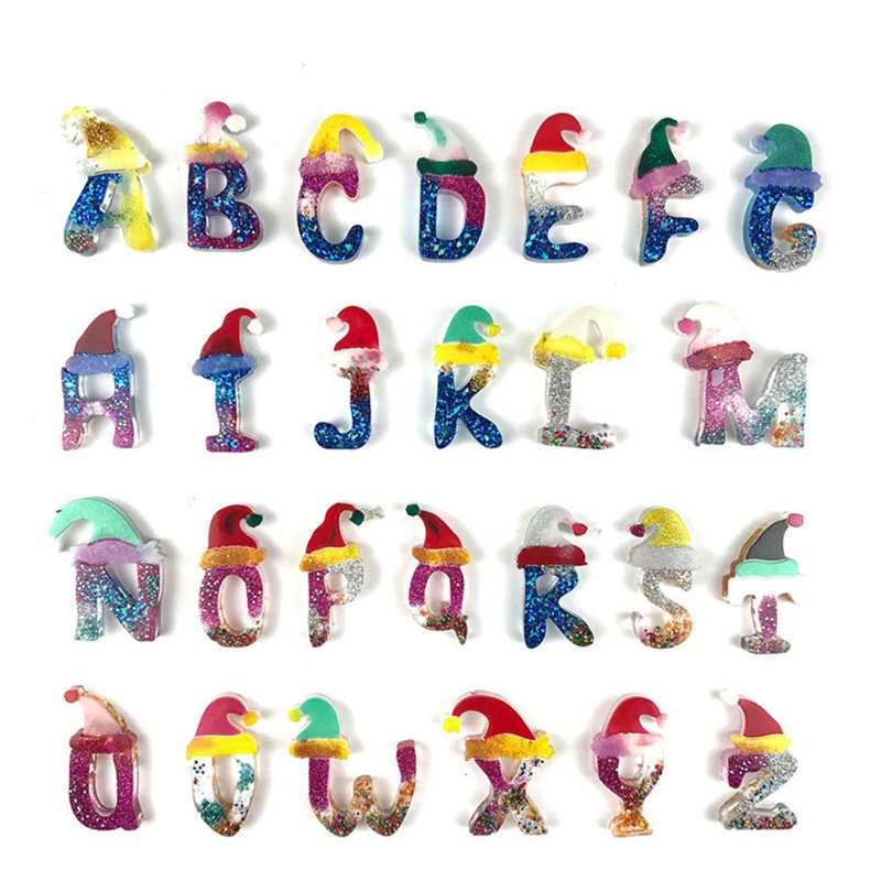 Siy 24pcsset Cetakan Resin Epoksi Bentuk Huruf Bahan Silikon Untuk Gantungan Kuncikalunganting