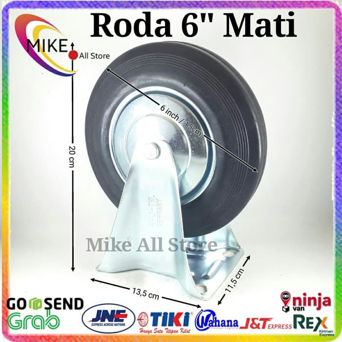 Roda Troli 6" Mati Roda Karet 6inch 6 inch Troly Gerobak Trolley