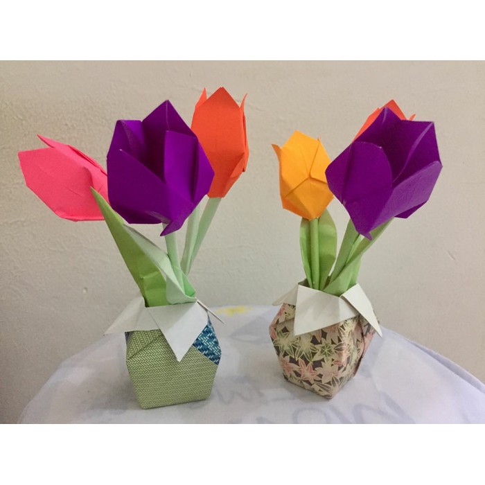 Paket Origami 3 Bunga Tulip Dg Vase Origami Shopee Indonesia