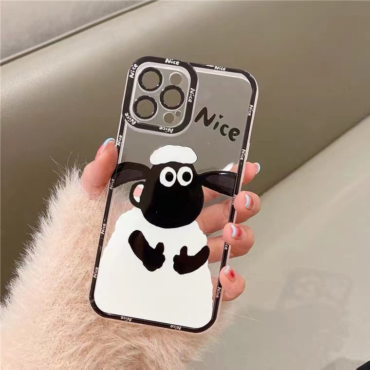 Soft Case Silikon TPU Transparan Motif Domba Cover Iphone 14 12 13 6 6S 7 8 Plus X XS XR 11 Pro Max