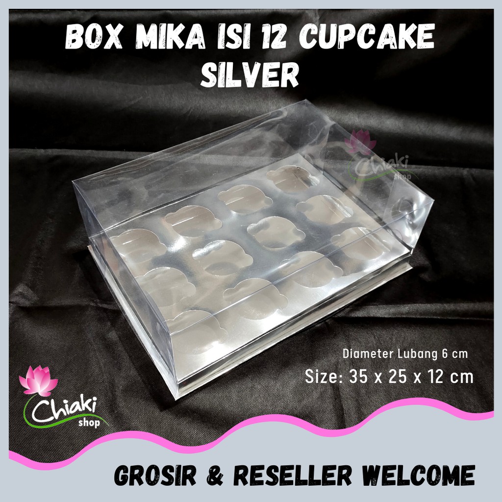 

Box Cupcake isi 12 SILVER 35 x25x12 Kotak Mika Donat Dus Kue Kardus Emas Muffin Cake Pudding Karton