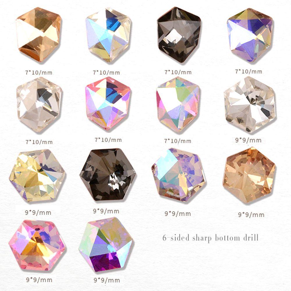 Agustina Nail Art Rhinestones Multi Bentuk Shiny Wanita Menunjuk Kembali Glitter DIY Craft Nail Charms